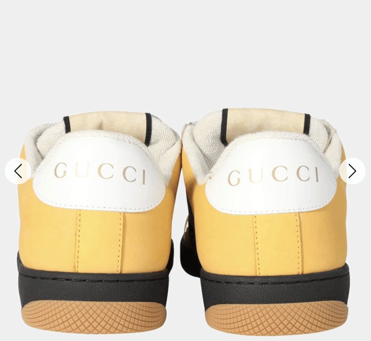 Gucci Yellow Web Suede Stripe Screener Sneaker Shoe 9 42