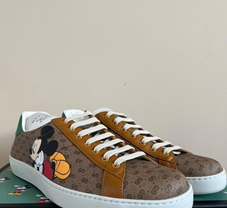 Mickey Mouse Low Top Sneakers in Brown Multicolor