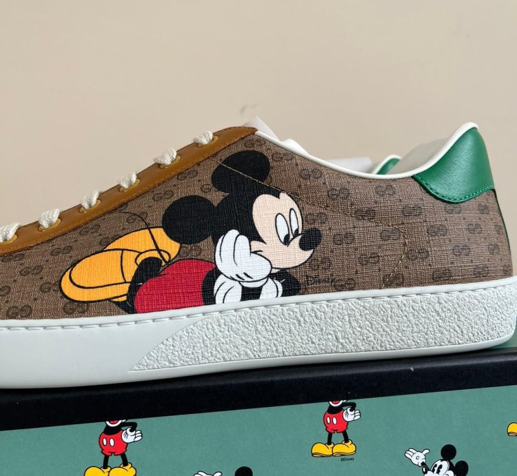 Mickey Mouse Low Top Sneakers in Brown Multicolor