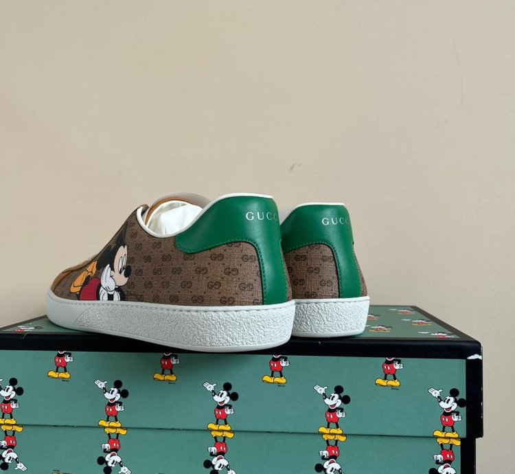 Mickey Mouse Low Top Sneakers in Brown Multicolor