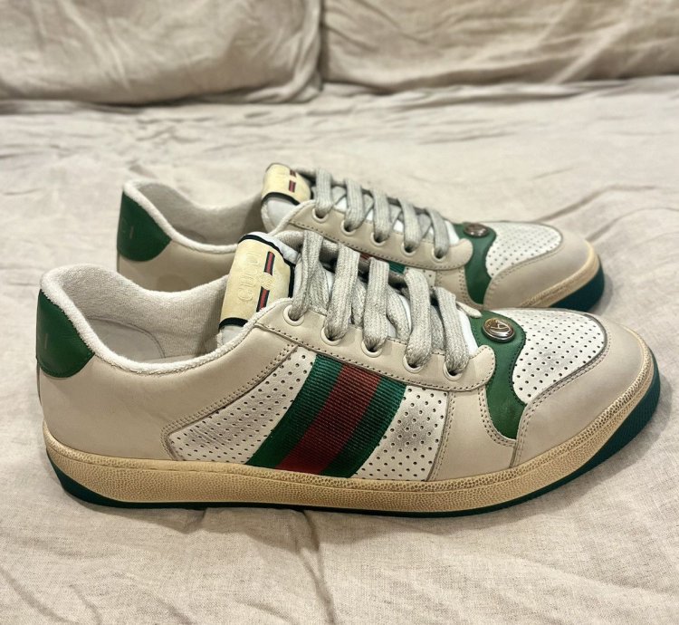 Rare Gucci Distressed Screener Sneaker Off White 41 5