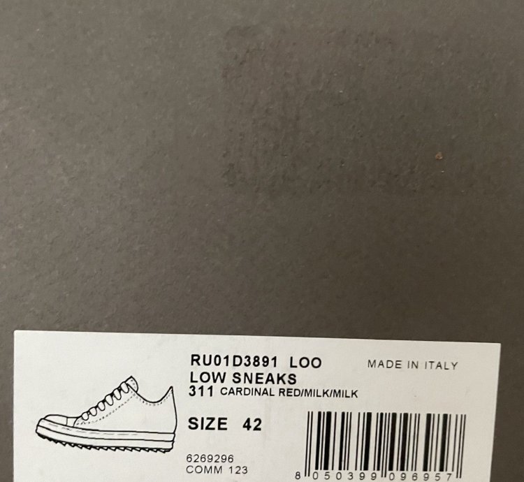 RICK OWENS RAMONE LOW CARDINAL RED