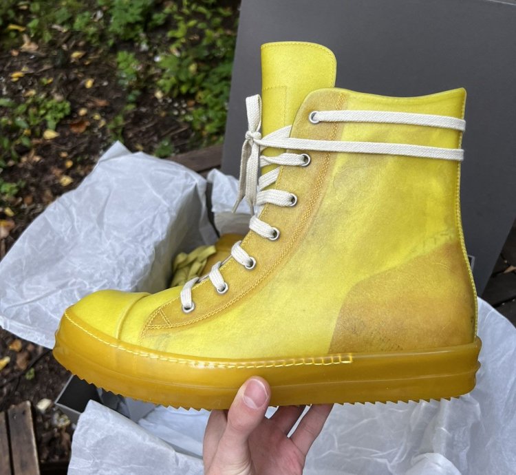 Rick Owens Ramones Hi Top Yellow RU01C4890