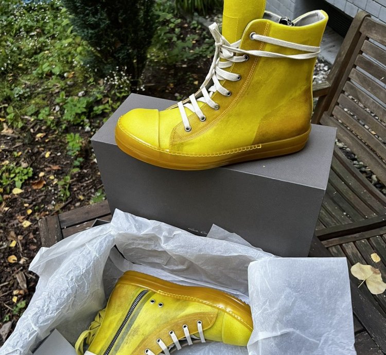 Rick Owens Ramones Hi Top Yellow RU01C4890
