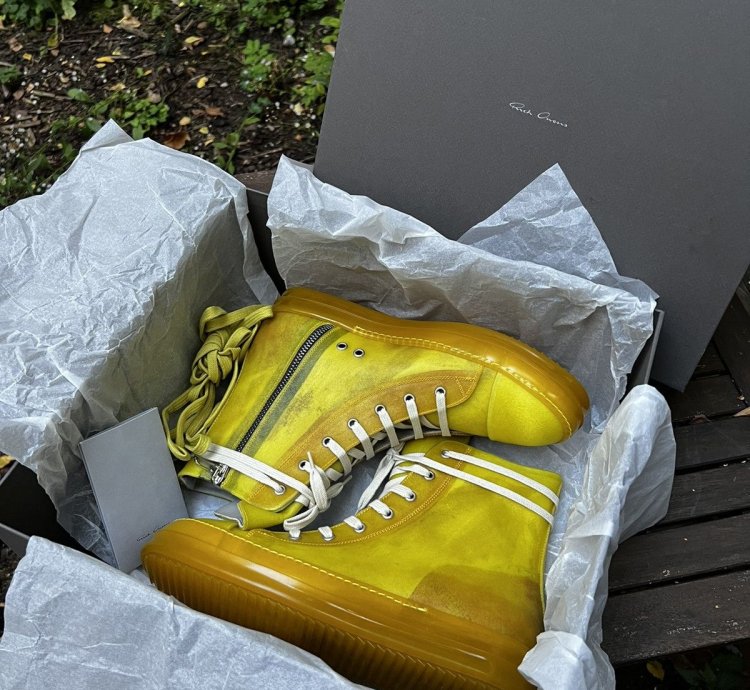 Rick Owens Ramones Hi Top Yellow RU01C4890