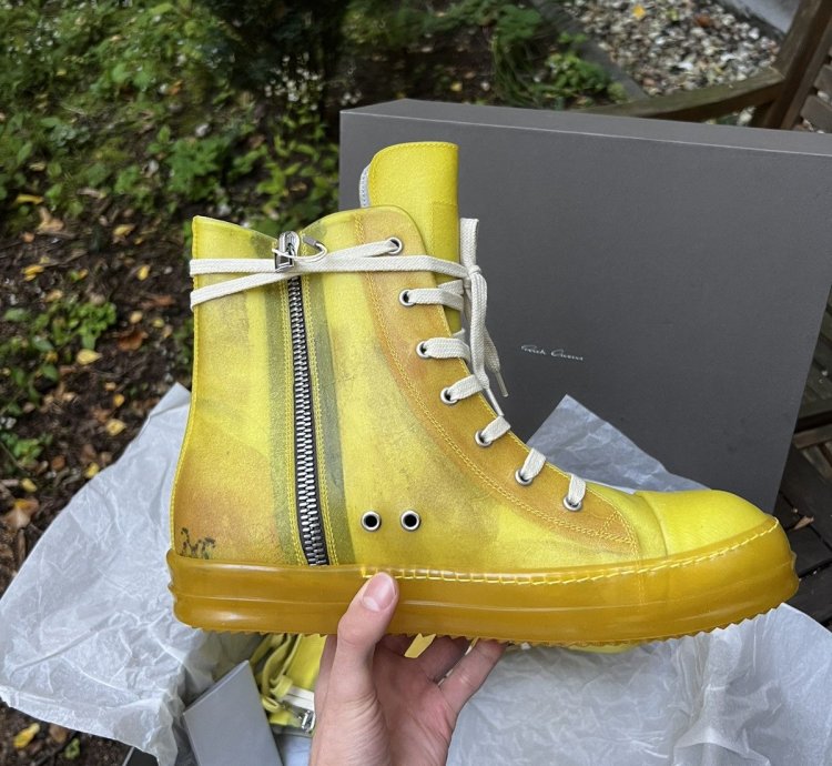Rick Owens Ramones Hi Top Yellow RU01C4890