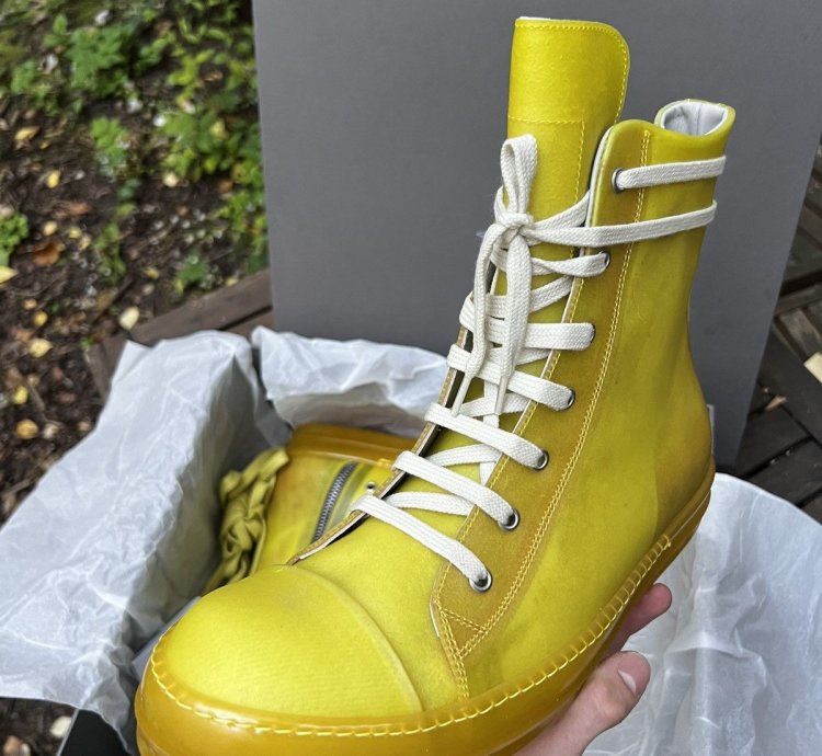 Rick Owens Ramones Hi Top Yellow RU01C4890