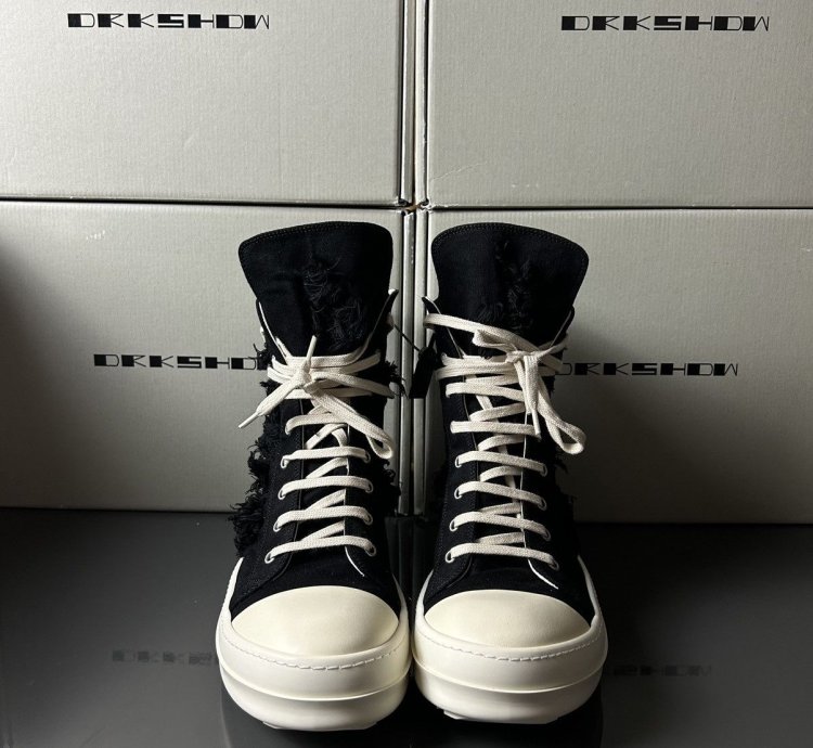 Rick Owens Ramones High Black Slashed