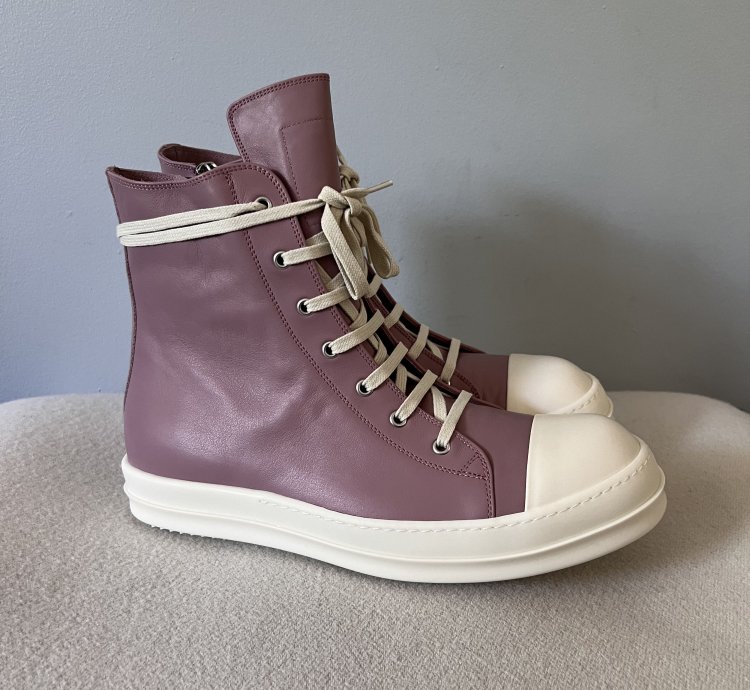 Rick Owens Ramones High in Dusty Pink Leather