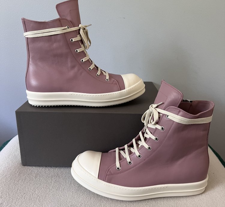 Rick Owens Ramones High in Dusty Pink Leather