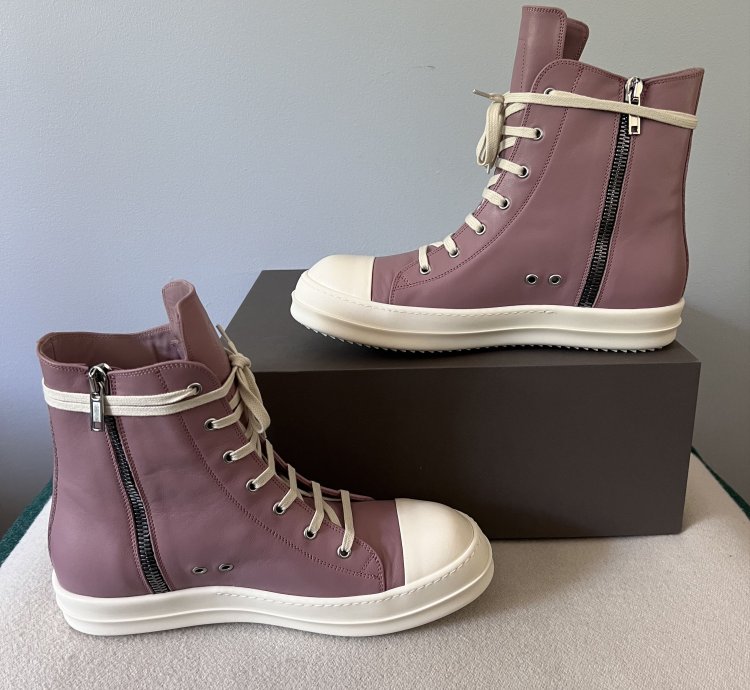Rick Owens Ramones High in Dusty Pink Leather