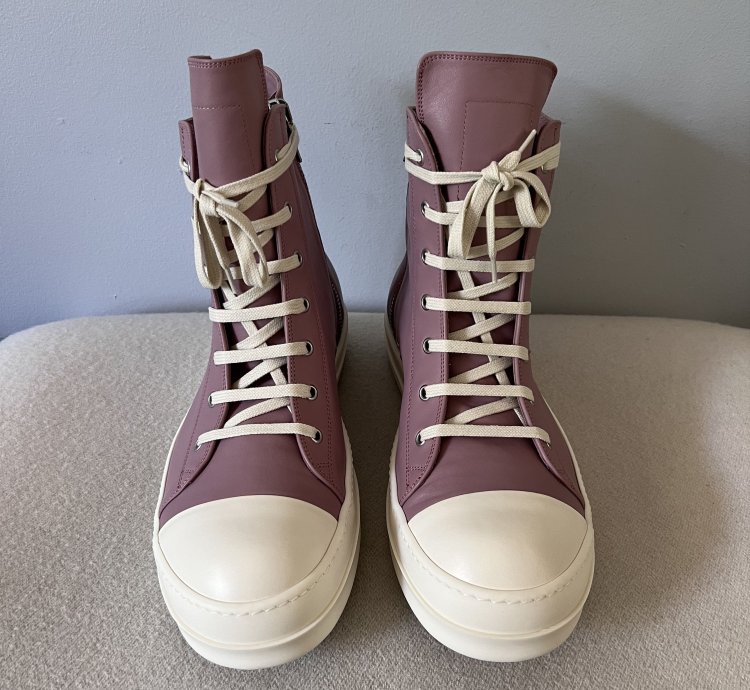 Rick Owens Ramones High in Dusty Pink Leather