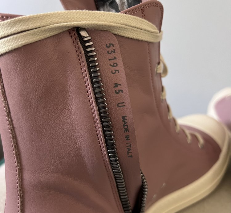 Rick Owens Ramones High in Dusty Pink Leather