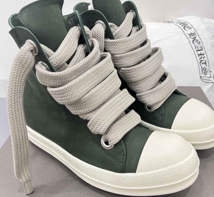 RICK OWENS RAMONES JUMBO LACE HIGH SNEAKER EDFU GREEN