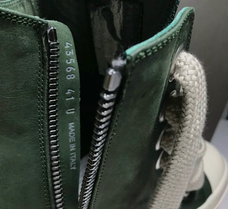 RICK OWENS RAMONES JUMBO LACE HIGH SNEAKER EDFU GREEN