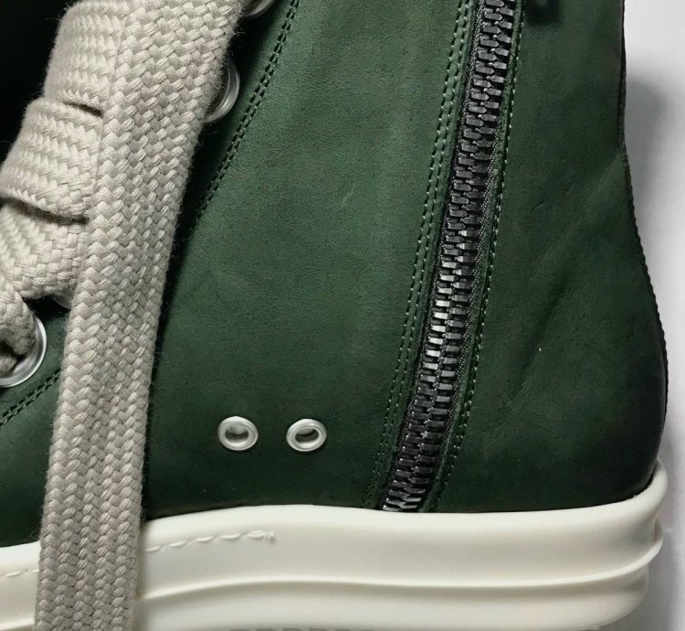 RICK OWENS RAMONES JUMBO LACE HIGH SNEAKER EDFU GREEN