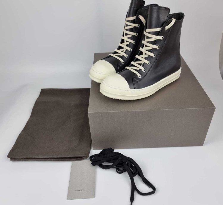 Rick Owens Ramones Leather High Top Sneakers New FW23