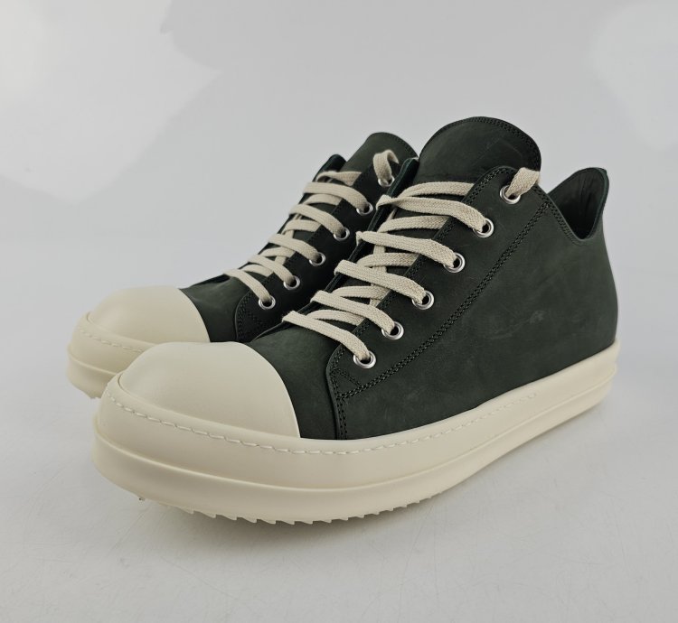 Rick Owens Ramones Leather Moss Milk Sneakers New 42 5