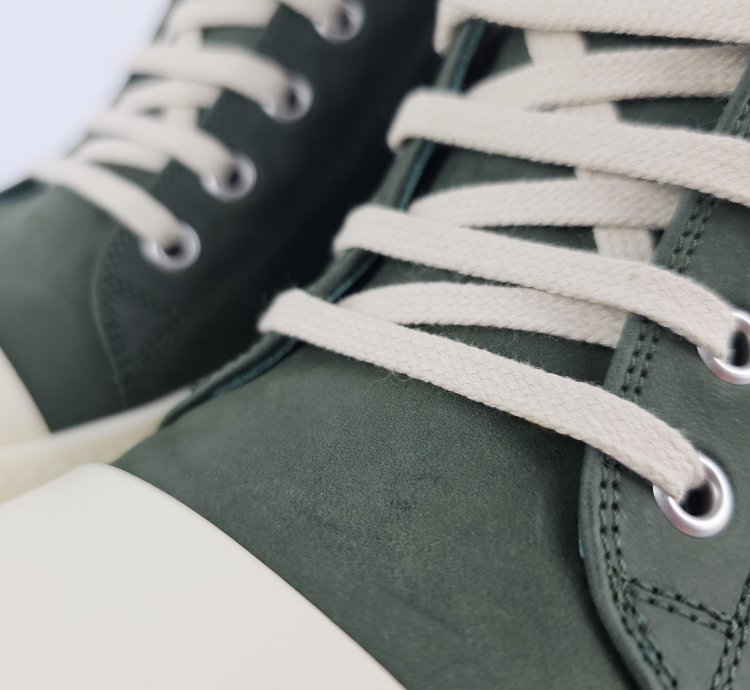 Rick Owens Ramones Leather Moss Milk Sneakers New 42 5