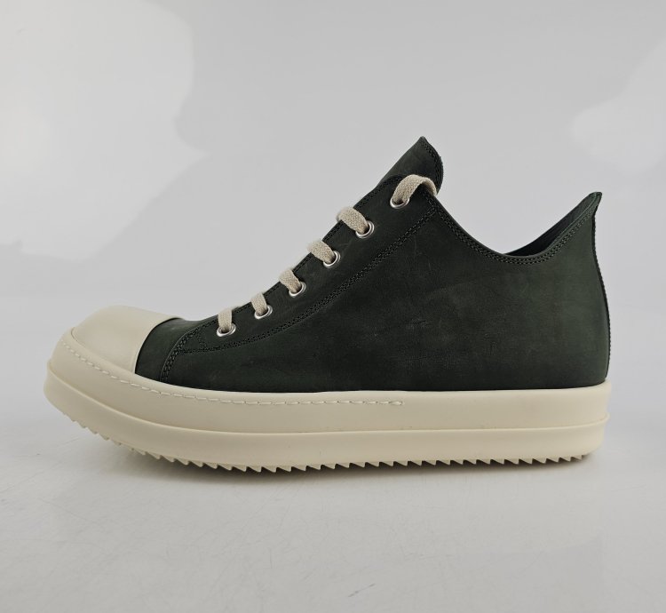Rick Owens Ramones Leather Moss Milk Sneakers New 42 5