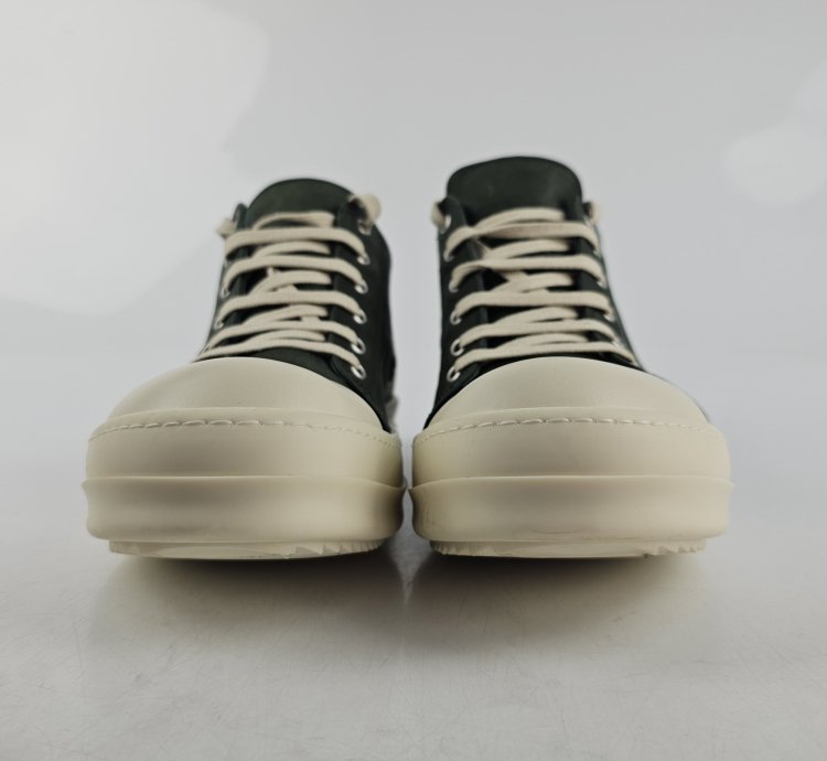 Rick Owens Ramones Leather Moss Milk Sneakers New 42 5