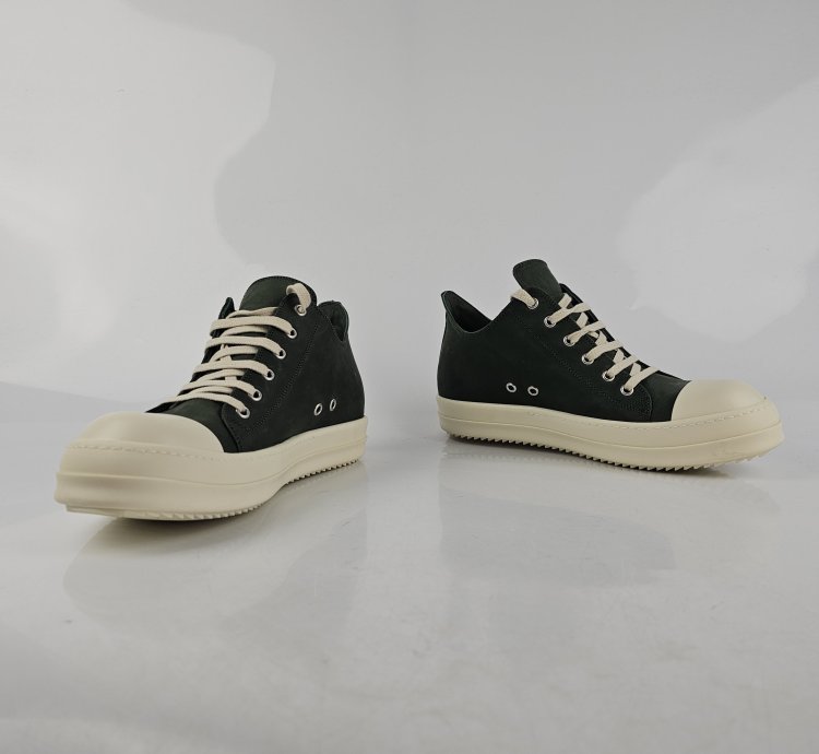 Rick Owens Ramones Leather Moss Milk Sneakers New 42 5