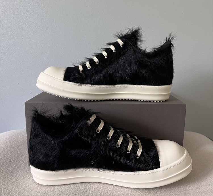 Rick Owens Ramones Lows in Black Fur