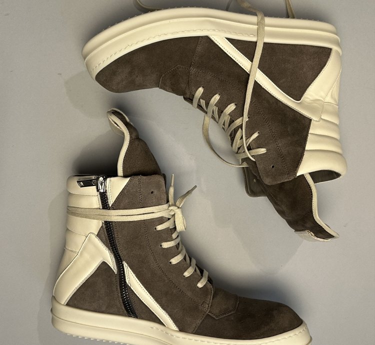 Rick Owens Scarpe Pelle Geobasket Brown Sneakers