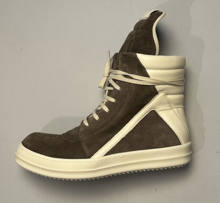 Rick Owens Scarpe Pelle Geobasket Brown Sneakers