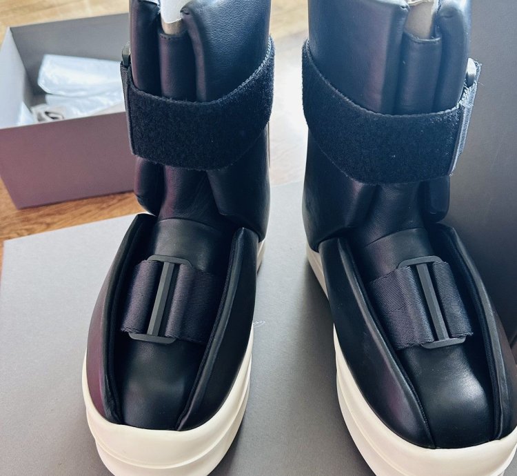 Rick Owens splint boots runway