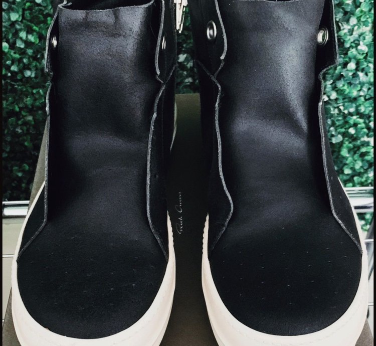 RICK OWENS SS15 ISLAND DUNK BLACK LEATHER SNEAKERS EU46(NEW)