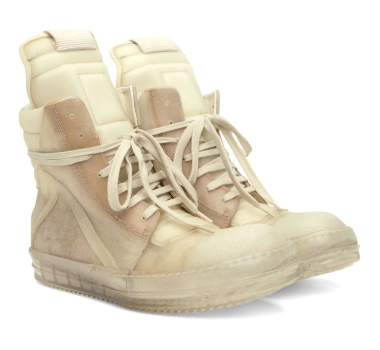 RICK OWENS SS23 EDFU GEOBASKET TRANSPARENT COW LEATHER