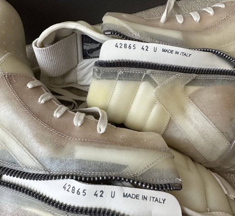 RICK OWENS SS23 EDFU GEOBASKET TRANSPARENT COW LEATHER