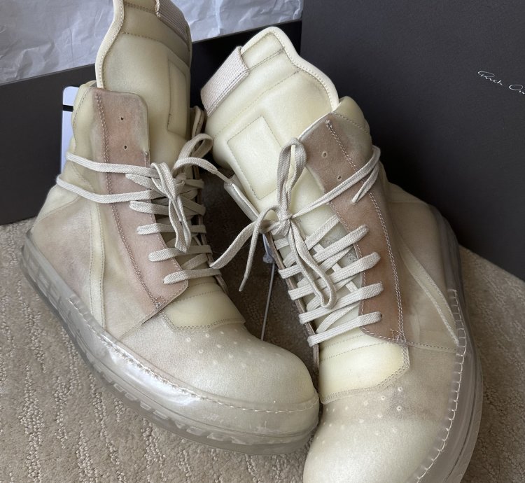 RICK OWENS SS23 EDFU GEOBASKET TRANSPARENT COW LEATHER