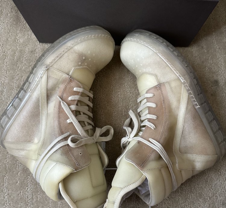 RICK OWENS SS23 EDFU GEOBASKET TRANSPARENT COW LEATHER