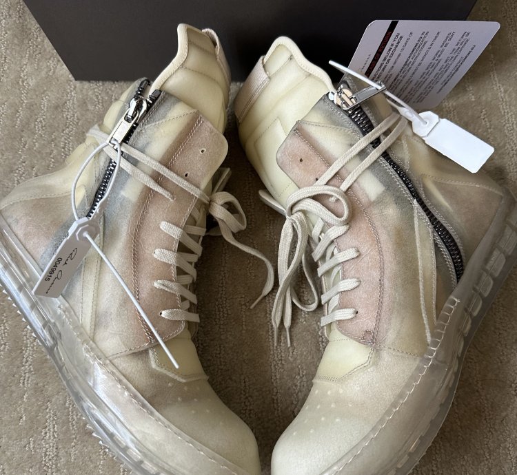 RICK OWENS SS23 EDFU GEOBASKET TRANSPARENT COW LEATHER