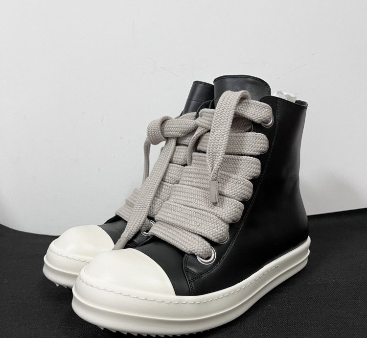 Rick Owens SS23 EDFU Leather Jumbo Laces Sneakers New 42
