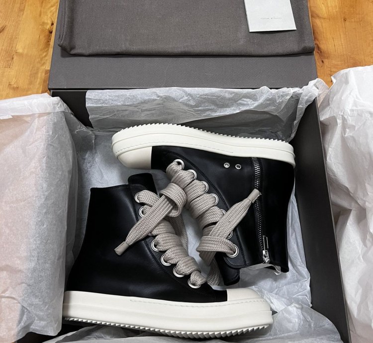 Rick Owens SS23 EDFU Leather Jumbo Laces Sneakers New 42