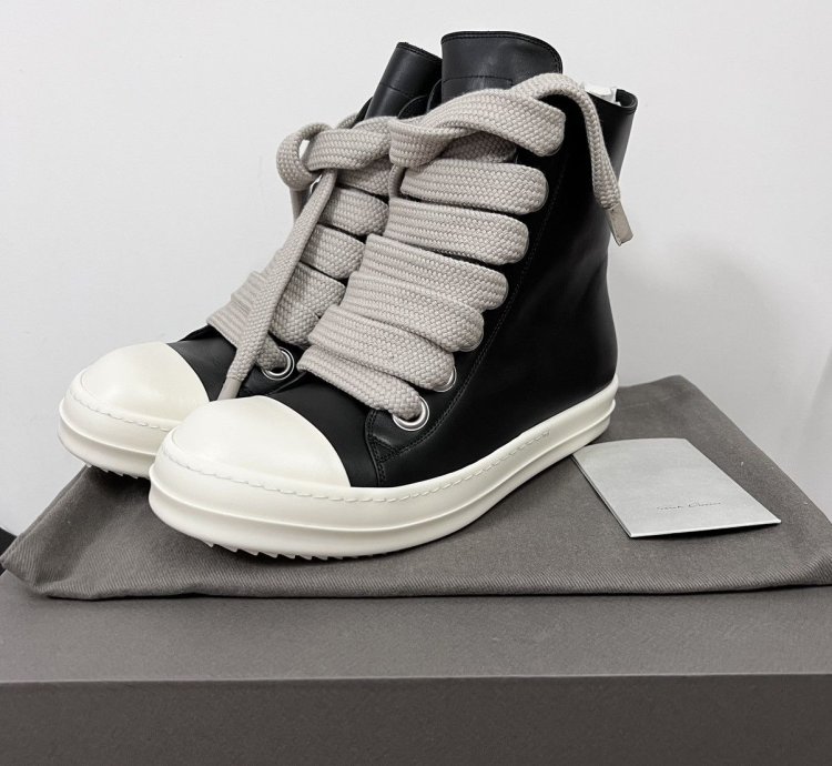 Rick Owens SS23 EDFU Leather Jumbo Laces Sneakers New 42