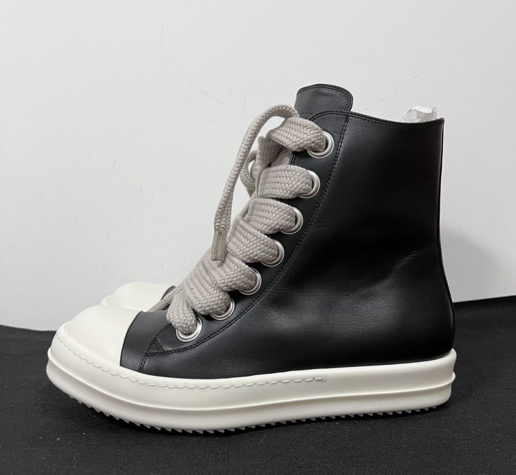 Rick Owens SS23 EDFU Leather Jumbo Laces Sneakers New 42