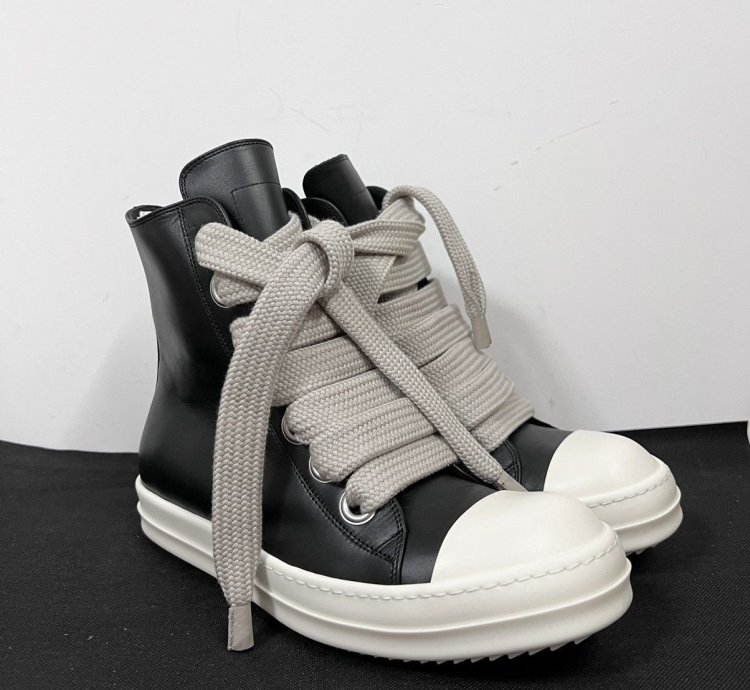 Rick Owens SS23 EDFU Leather Jumbo Laces Sneakers New 42
