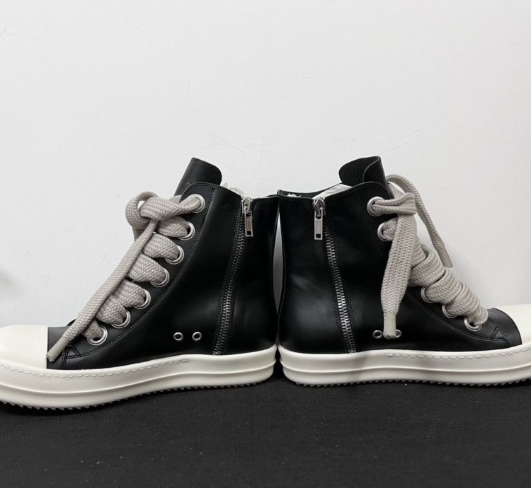 Rick Owens SS23 EDFU Leather Jumbo Laces Sneakers New 42