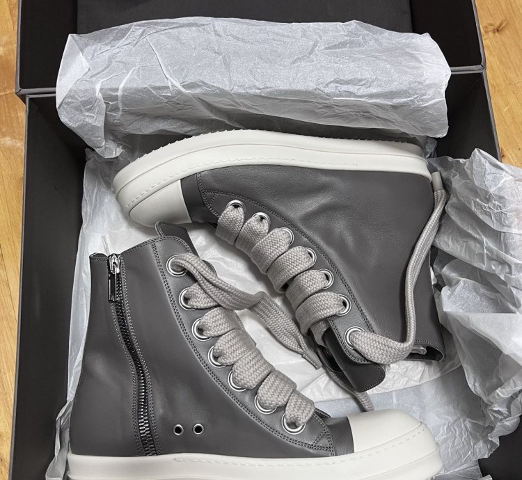 Rick Owens SS23 EDFU Leather Jumbo Laces Sneakers New 44