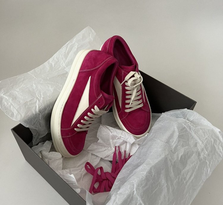 Rick Owens SS23 Edfu Vintage Hot Pink Suede Sneakers