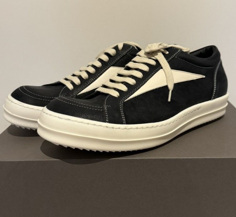 Rick Owens SS24 Lido Vans Vintage Sneaks (Black Milk)