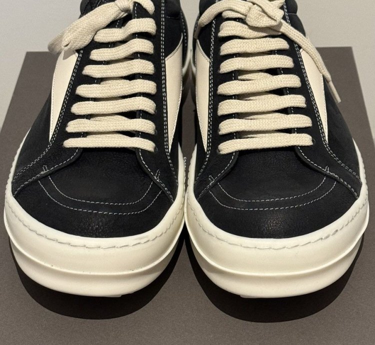 Rick Owens SS24 Lido Vans Vintage Sneaks (Black Milk)