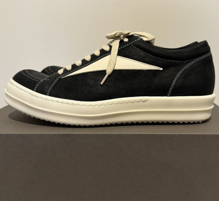 Rick Owens SS24 Lido Vans Vintage Sneaks (Black Milk)