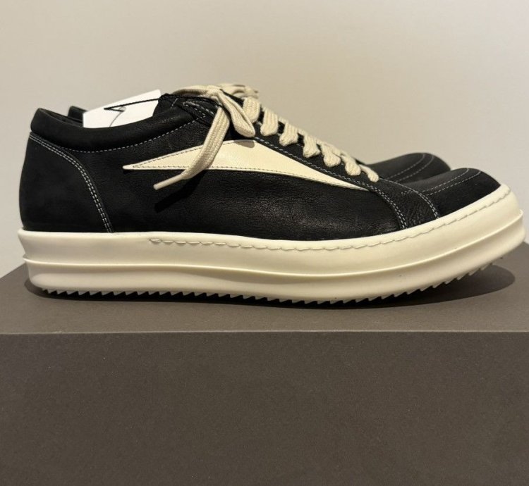 Rick Owens SS24 Lido Vans Vintage Sneaks (Black Milk)