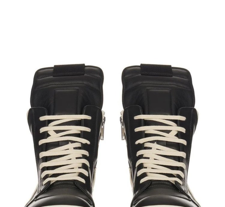 RICK OWENS SS25 HOLLYWOOD GEOBASKET IN BLACK MILK