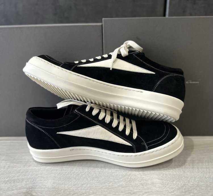 RICK OWENS STROBE SNEAKER VINTAGE BLACK SUEDE